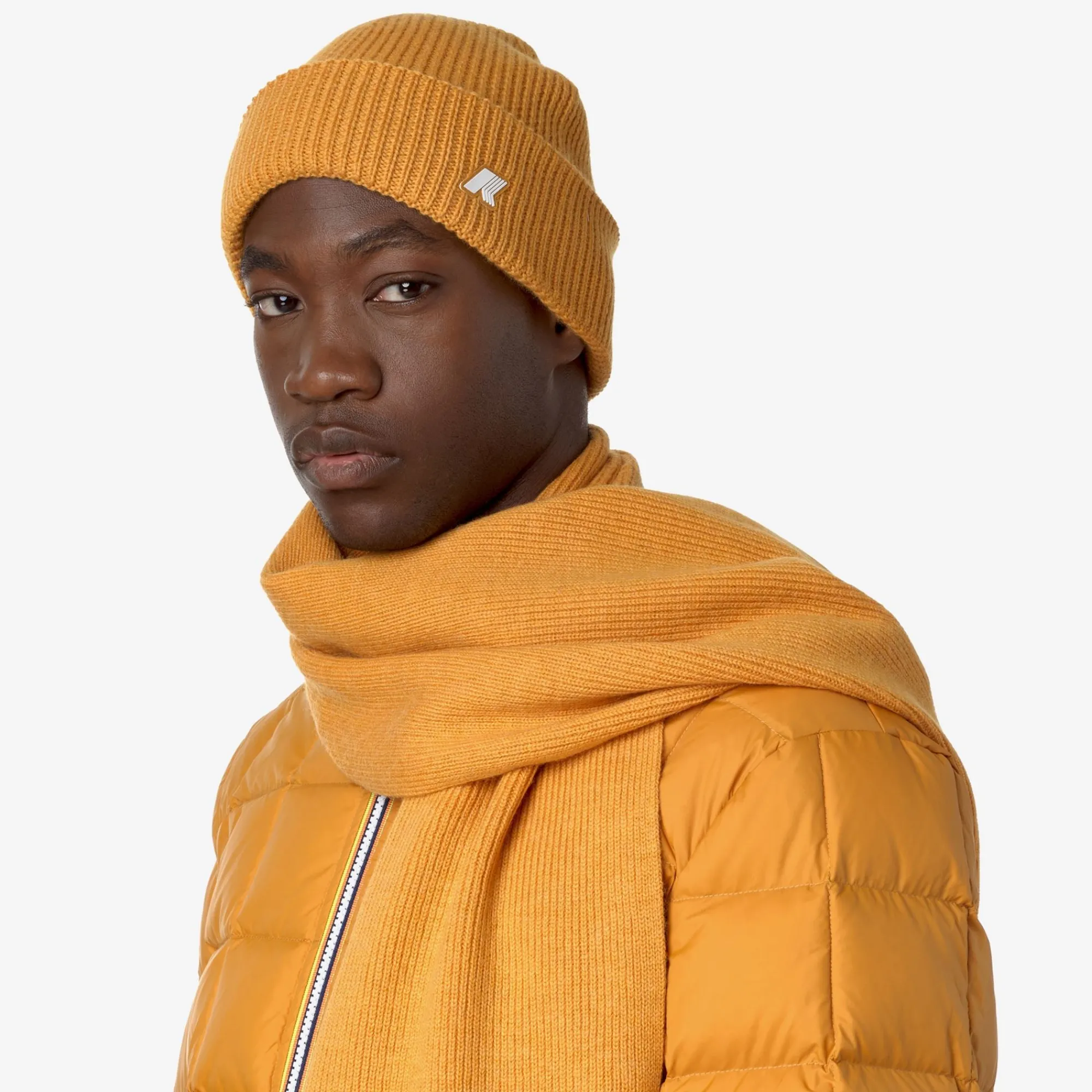 New K-Way BRICE CARDIGAN STITCH WOOL Yellowincamelange