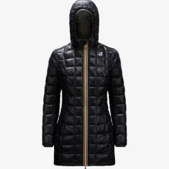 Discount K-Way DENISE THERMO PLUS.2 REVERSIBLE Greenblackish-blackpure