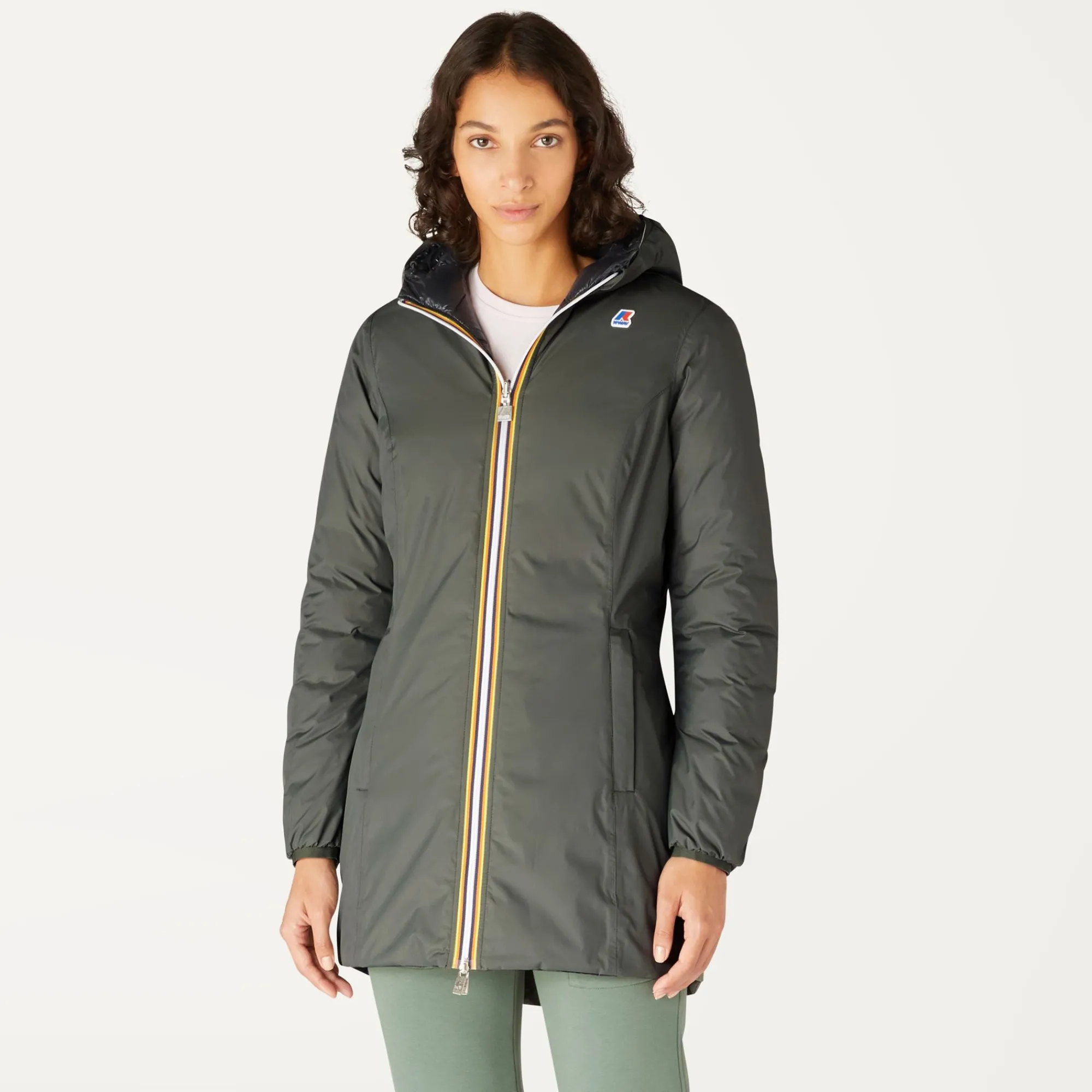 Discount K-Way DENISE THERMO PLUS.2 REVERSIBLE Greenblackish-blackpure