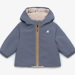 New K-Way E. JACK ST WARM REVERSIBLE Greyblueavio-beigegrey