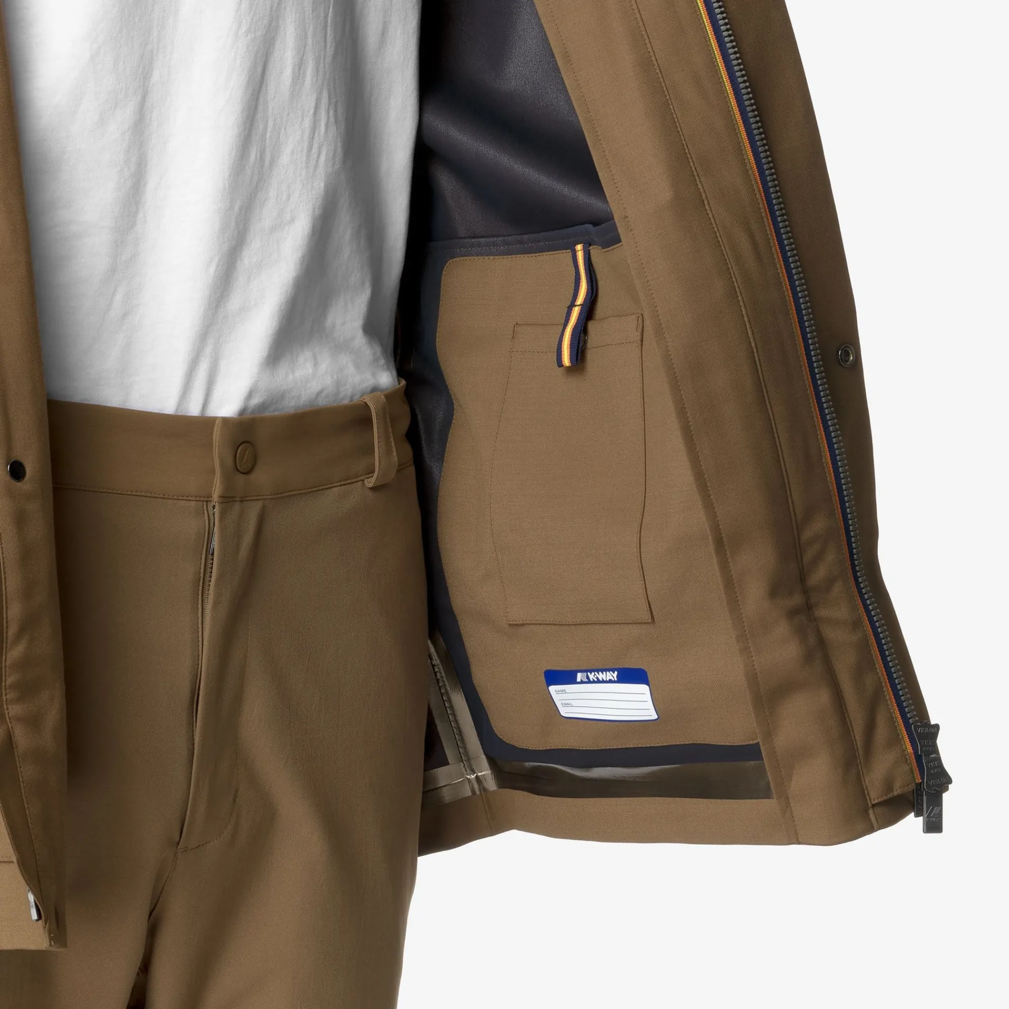 New K-Way ERHAL TECH WOOL BLEND Browncorda-bluedepth