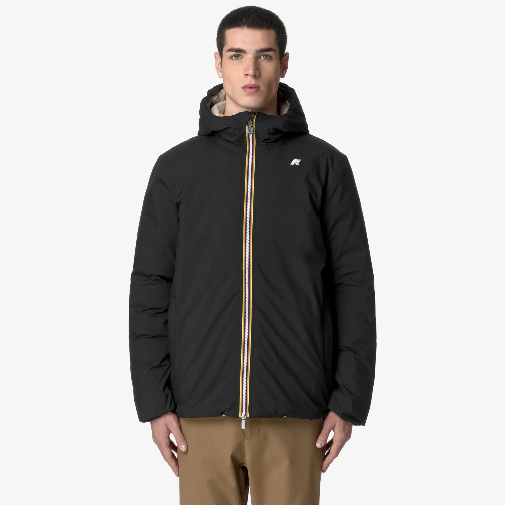 Outlet K-Way JACK ST THERMO REVERSIBLE Blackp-beigeg