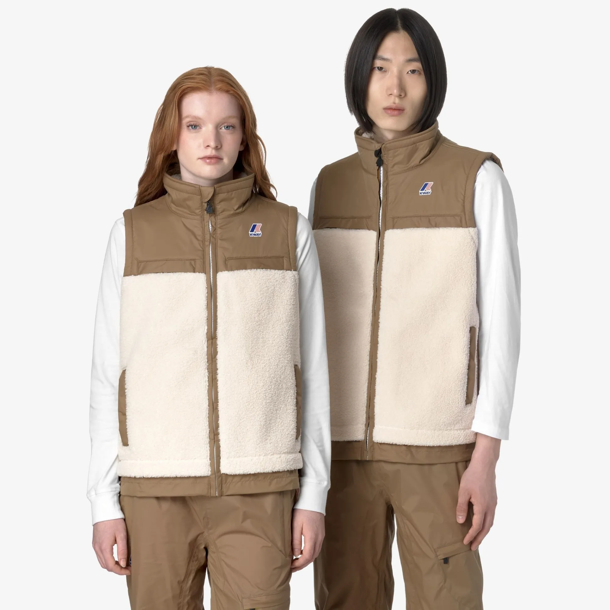 New K-Way LE VRAI 3.0 JILE ORSETTO Ecru-browncorda