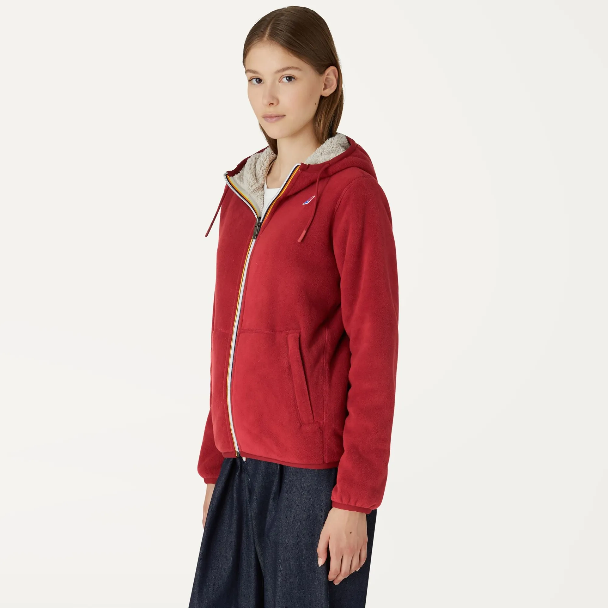 Outlet K-Way LILY POLAR REVERSIBLE Reddktomato-beigegrey