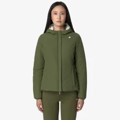 K-Way LILY ST WARM REVERSIBLE Whitegardenia-greencypress