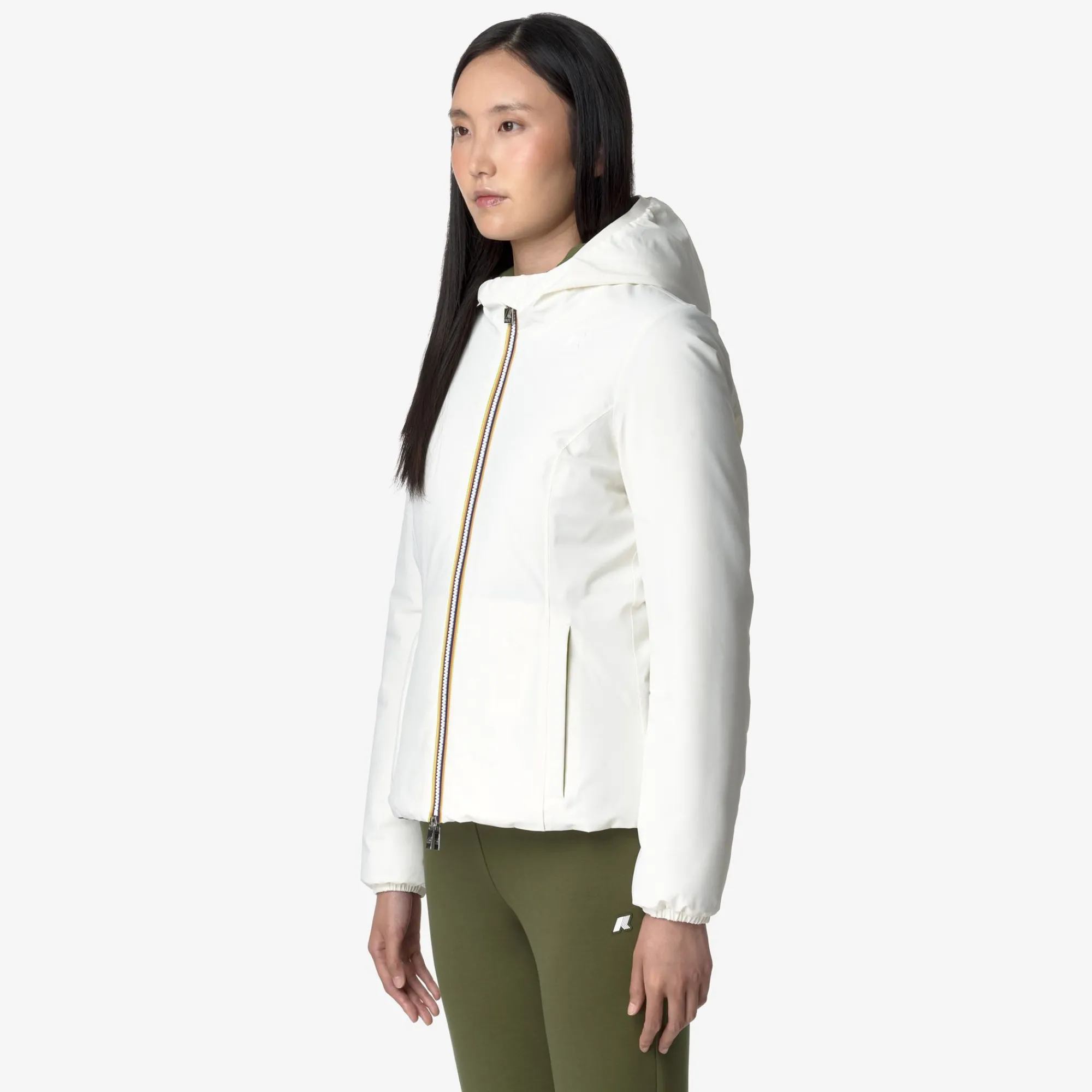 K-Way LILY ST WARM REVERSIBLE Whitegardenia-greencypress