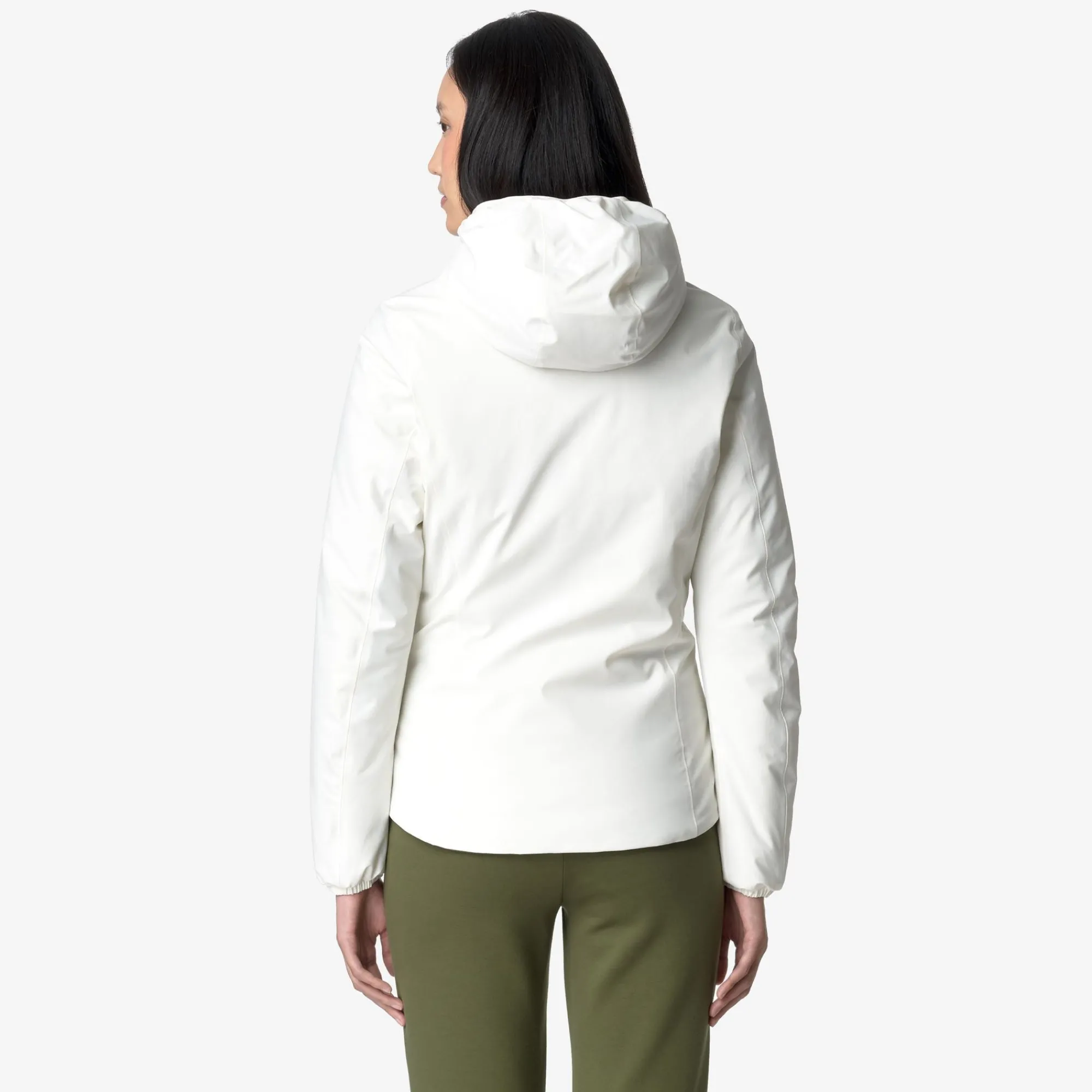 K-Way LILY ST WARM REVERSIBLE Whitegardenia-greencypress