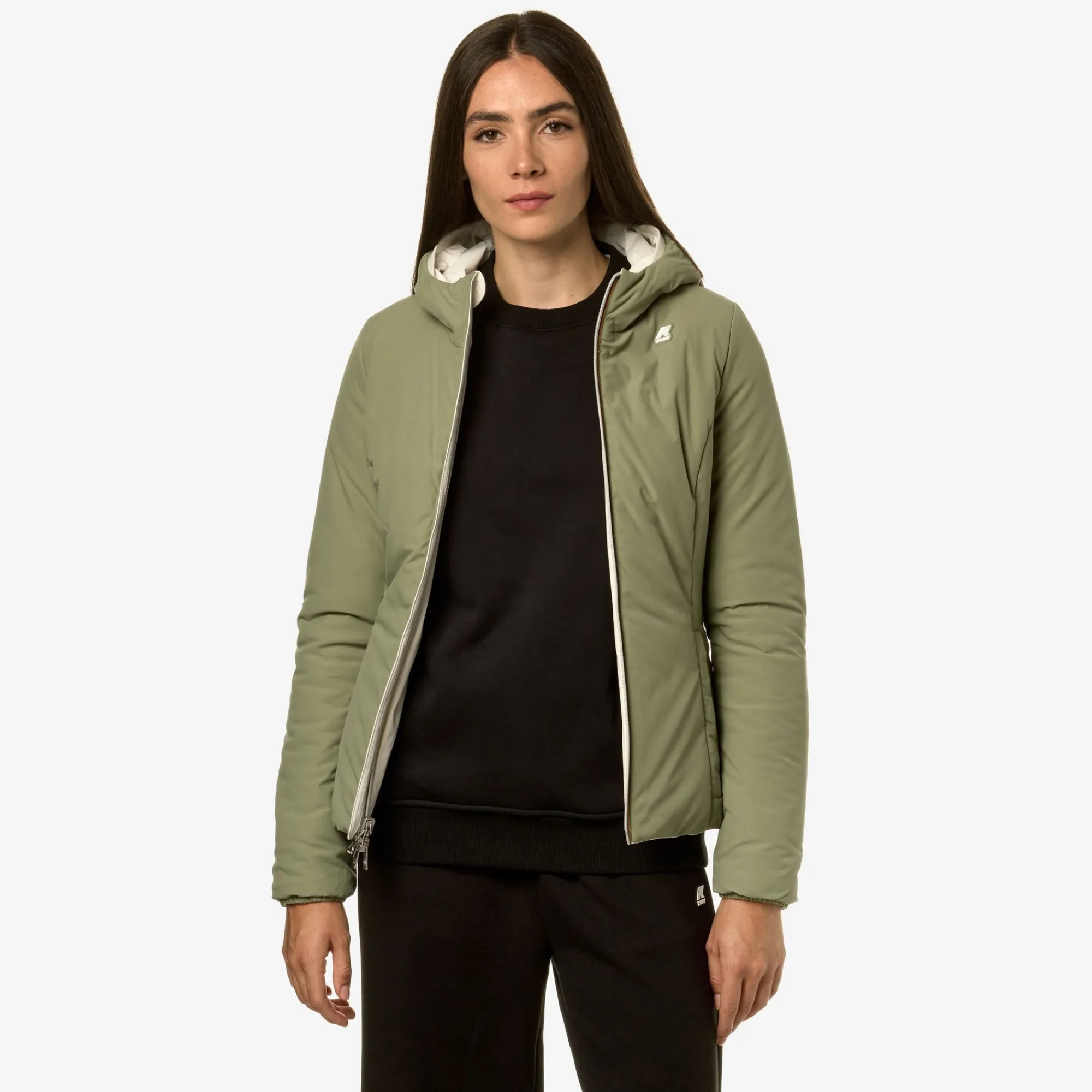 K-Way LILY ST WARM REVERSIBLE Whiteg-greens