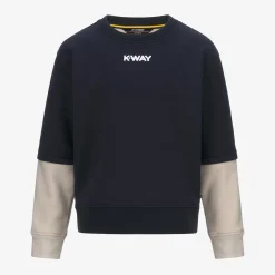 New K-Way P. BRIEG PC LETTERING Bluedepth-beigegrey