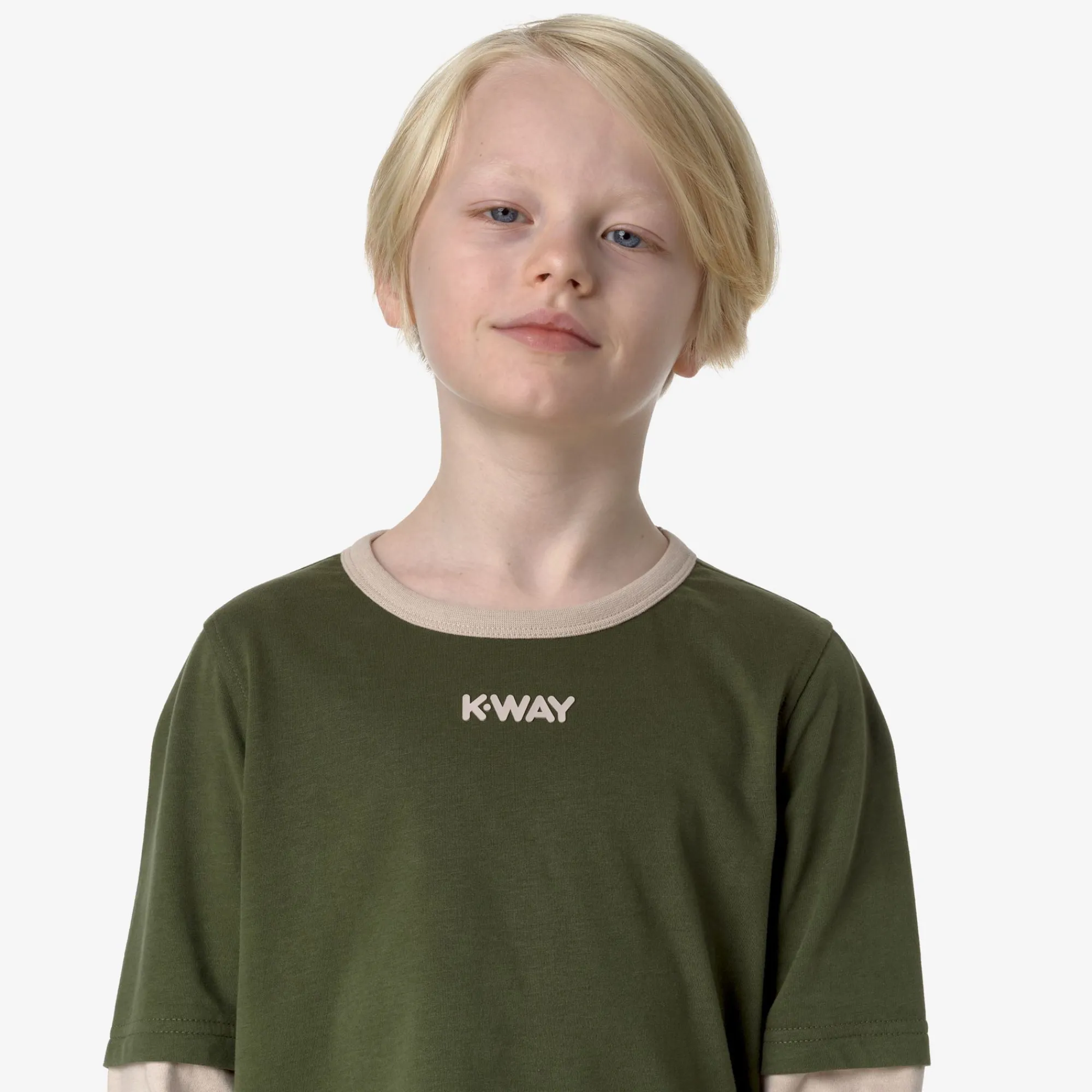 New K-Way P. ELMERINE PEACH REVERSIBLE SLEEVES Greencypress-pinktint