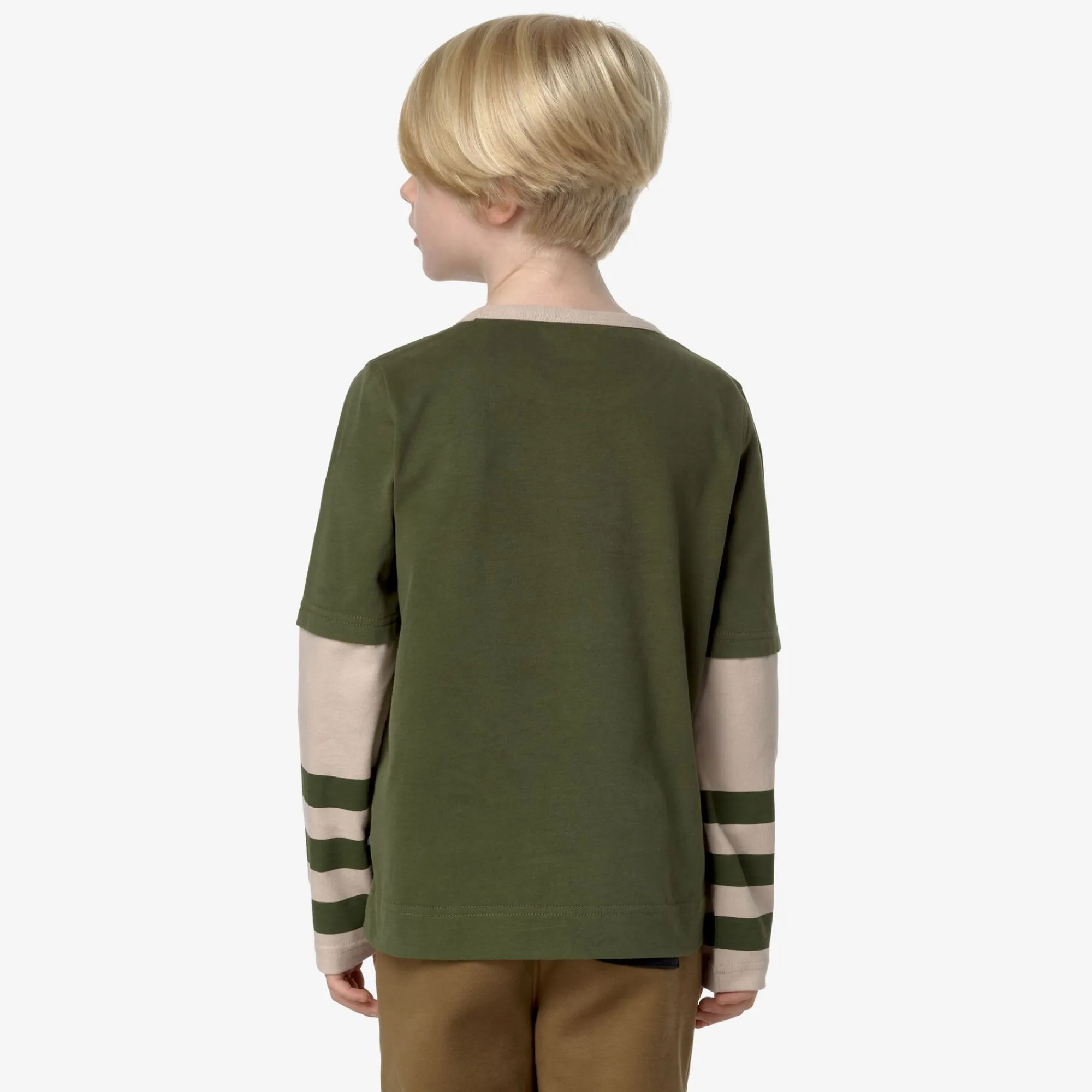 New K-Way P. ELMERINE PEACH REVERSIBLE SLEEVES Greencypress-pinktint