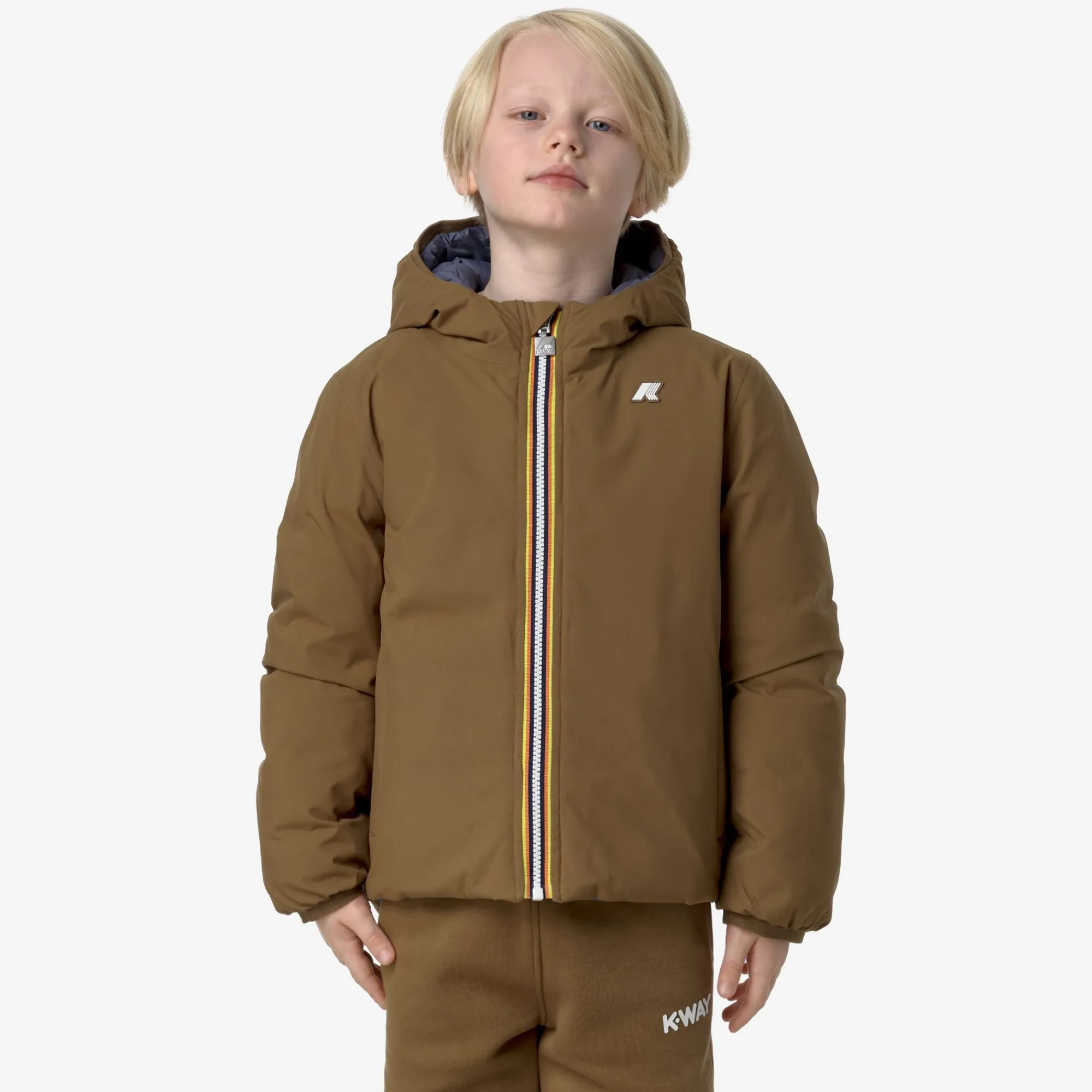 Clearance K-Way P. JACK ST THERMO REVERSIBLE Browncorda-greyblueavio