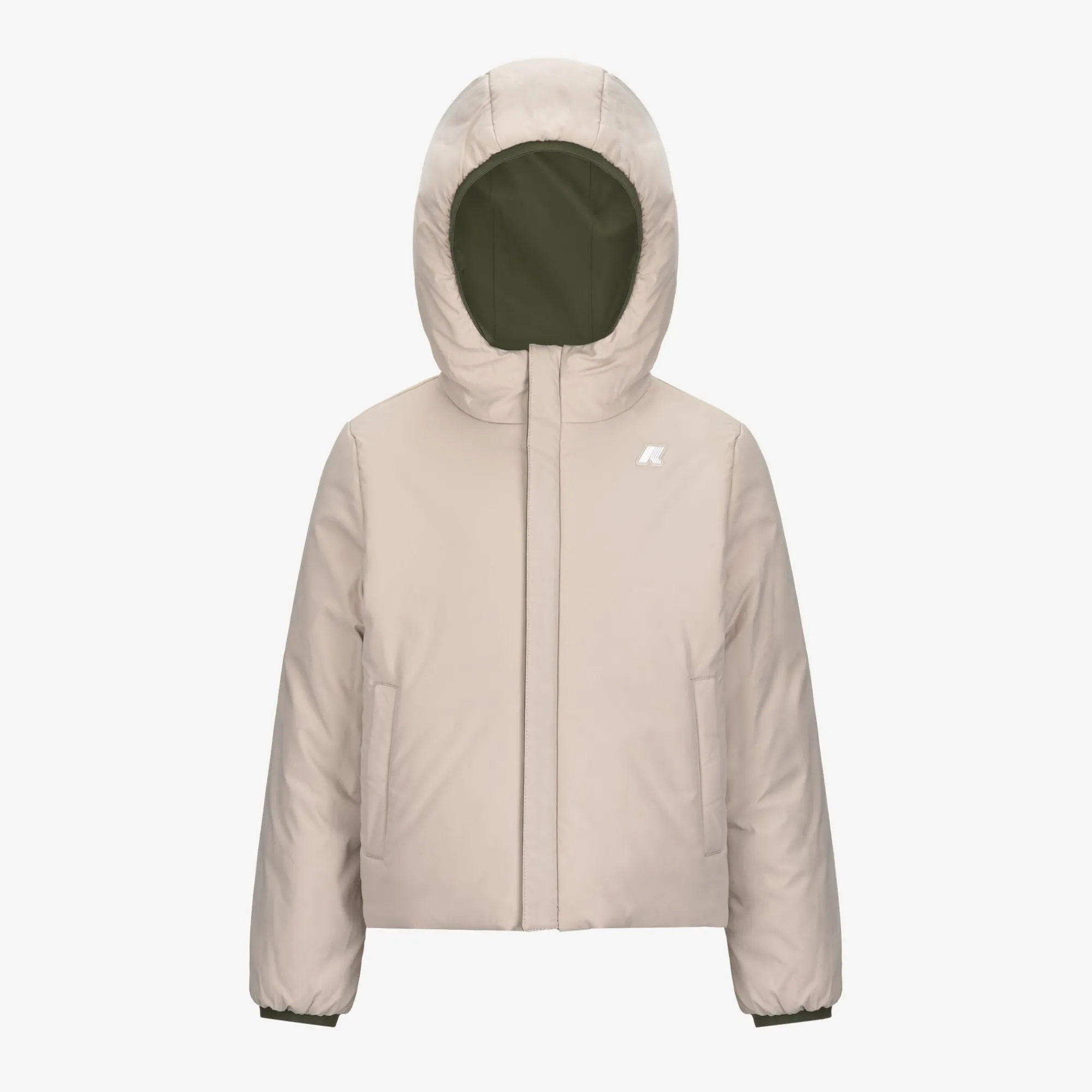 New K-Way P. JACK ST WARM REVERSIBLE Greencypress-beigegrey