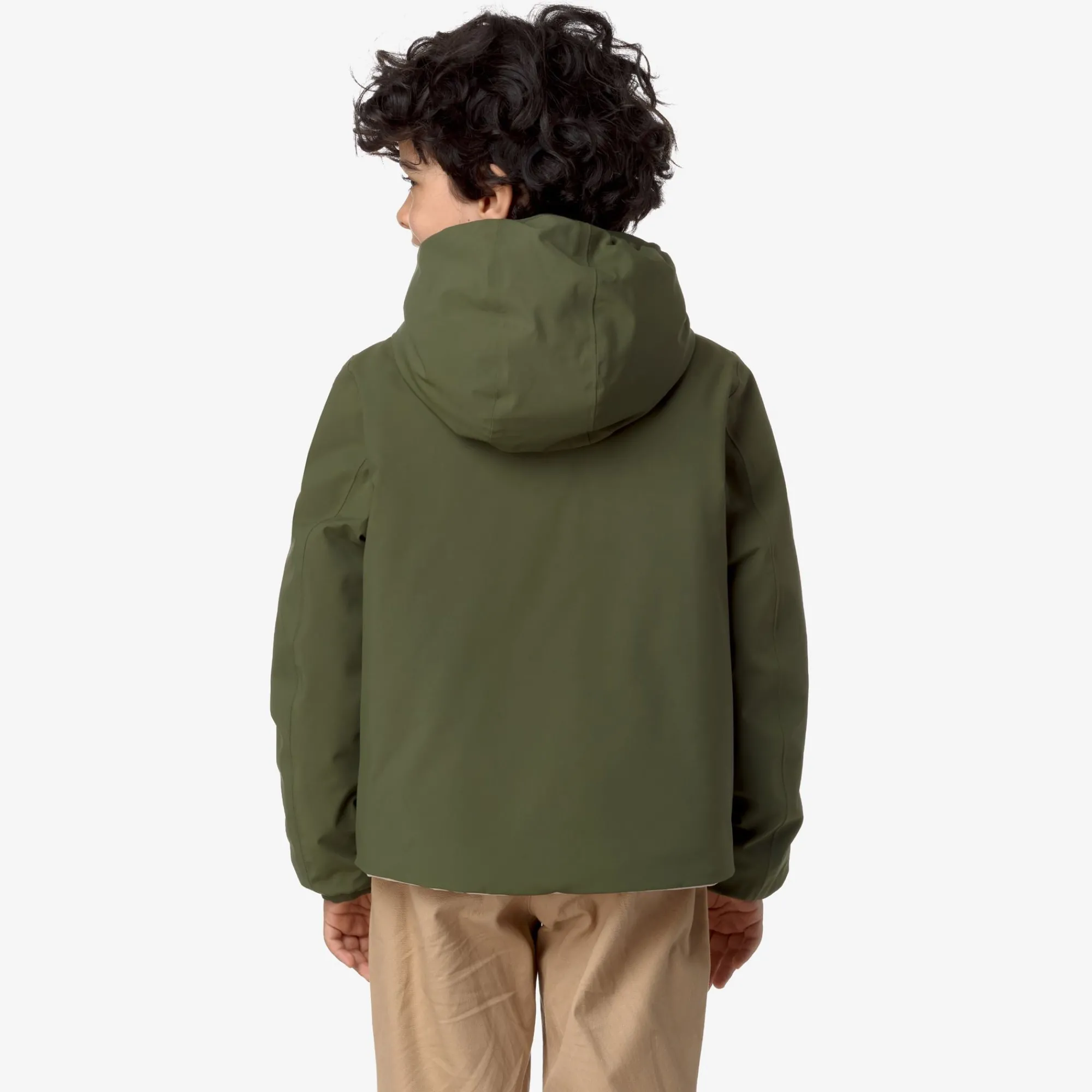 New K-Way P. JACK ST WARM REVERSIBLE Greencypress-beigegrey
