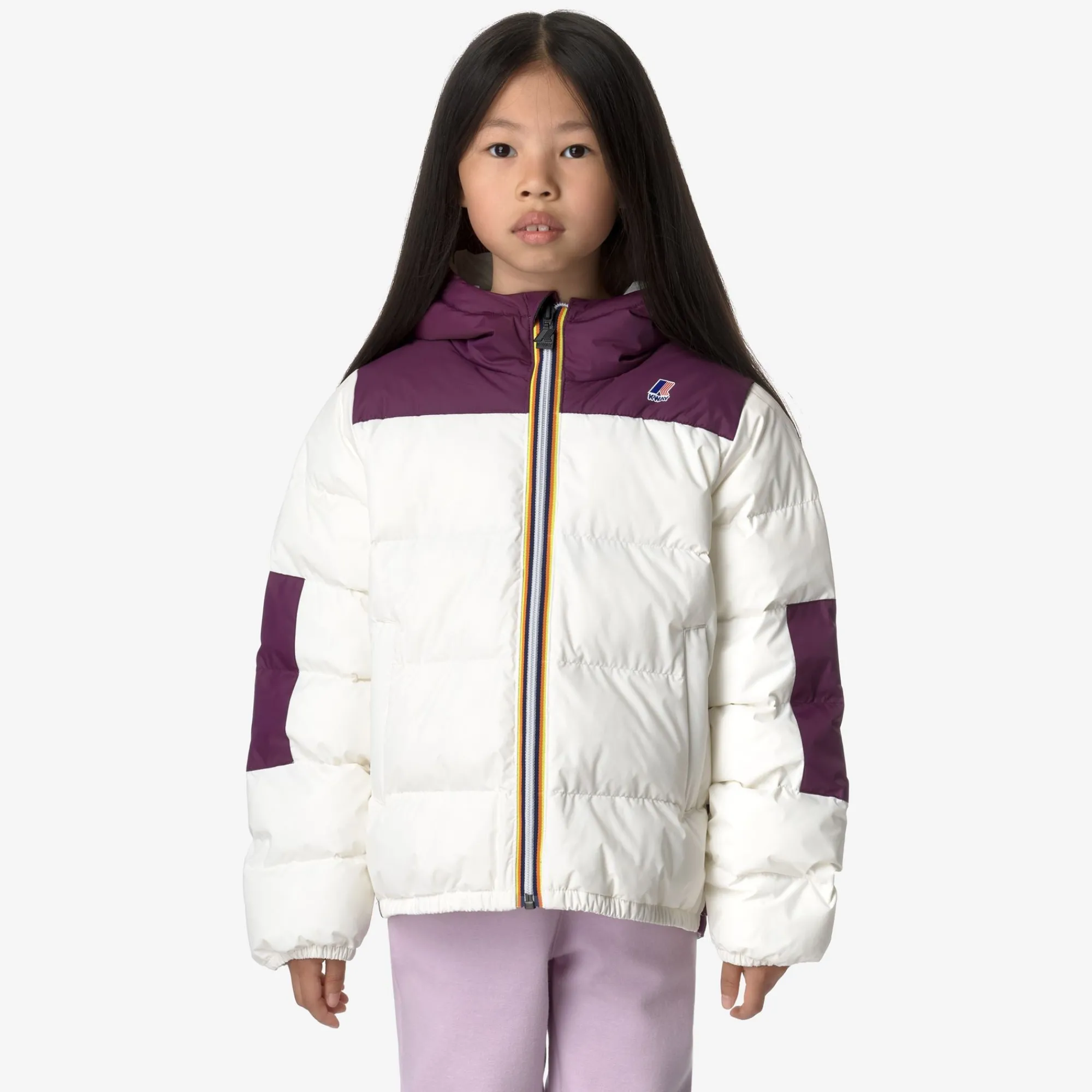 Discount K-Way P. LE VRAI 3.0 CLAUDE HEAVY WARM Whitegardenia-violetdkpurple